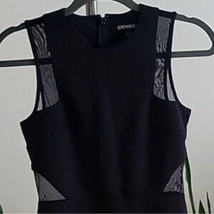 NWT Express Sleek Sleeveless Black Midi Mesh/Sheer Panel Dress- Size 2